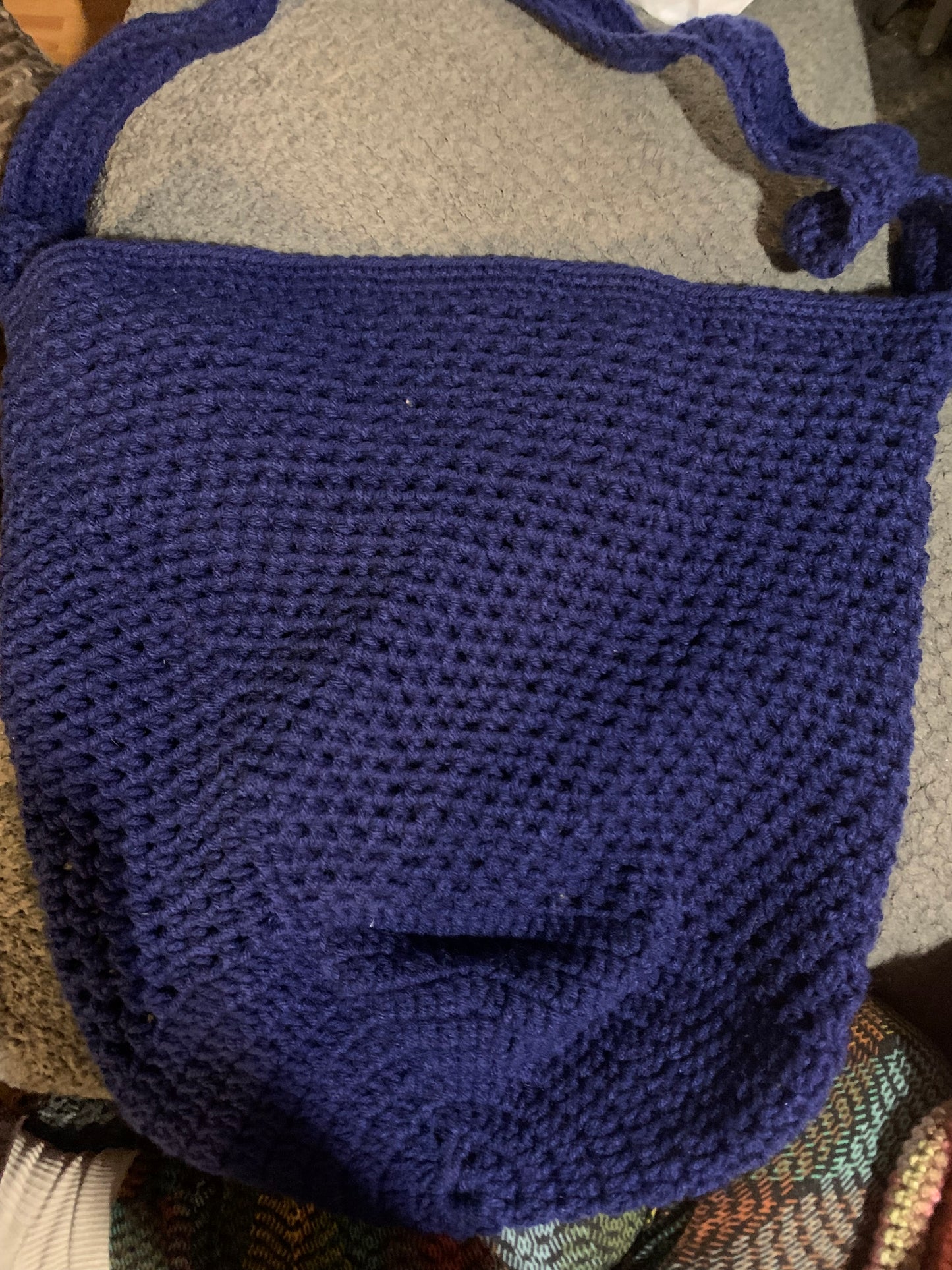 Navy Crocheted Market Bag