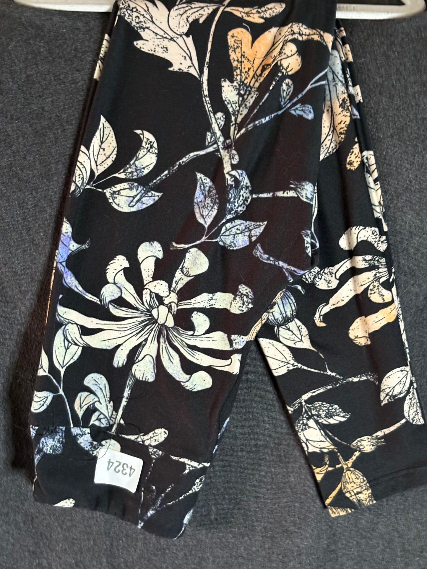 Black Floral Kids Leggings