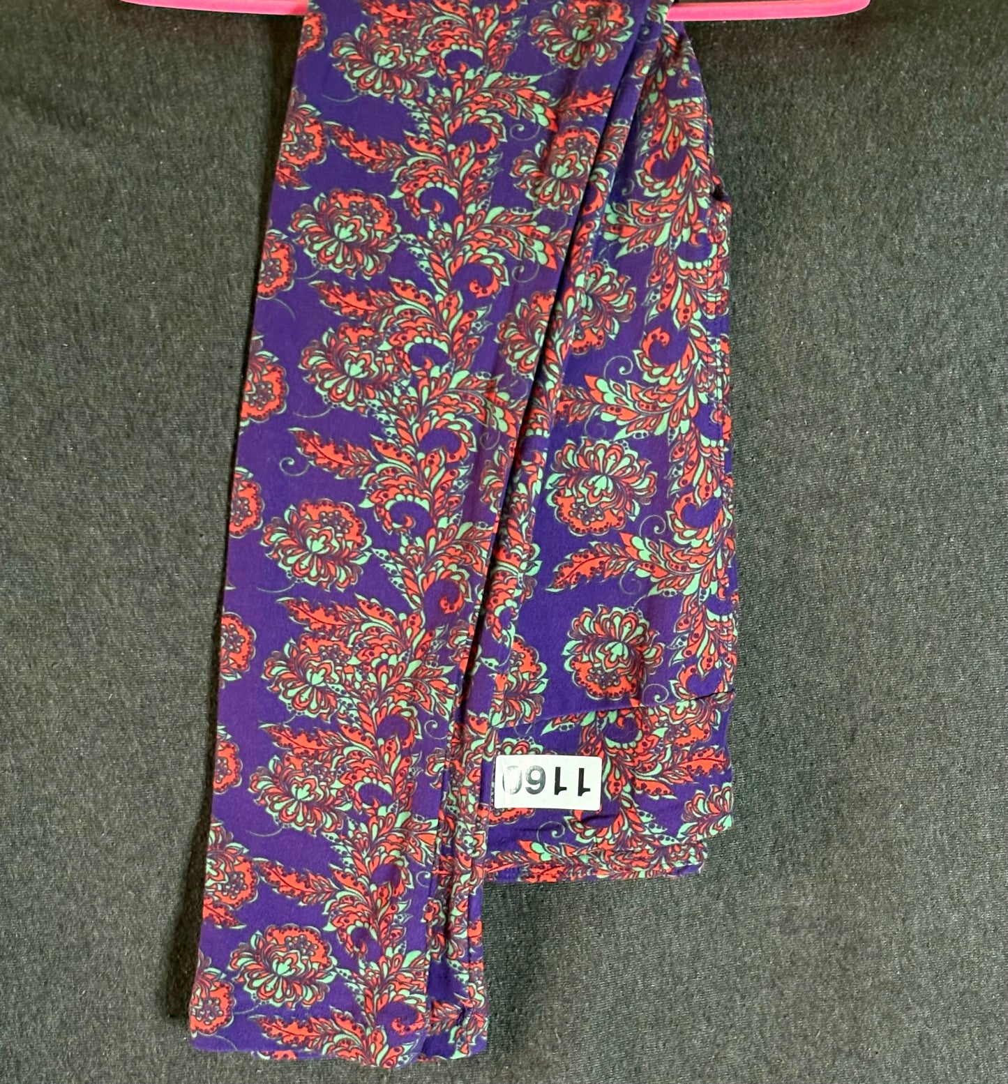 Purple w/Red and Green Floral Kids Leggings