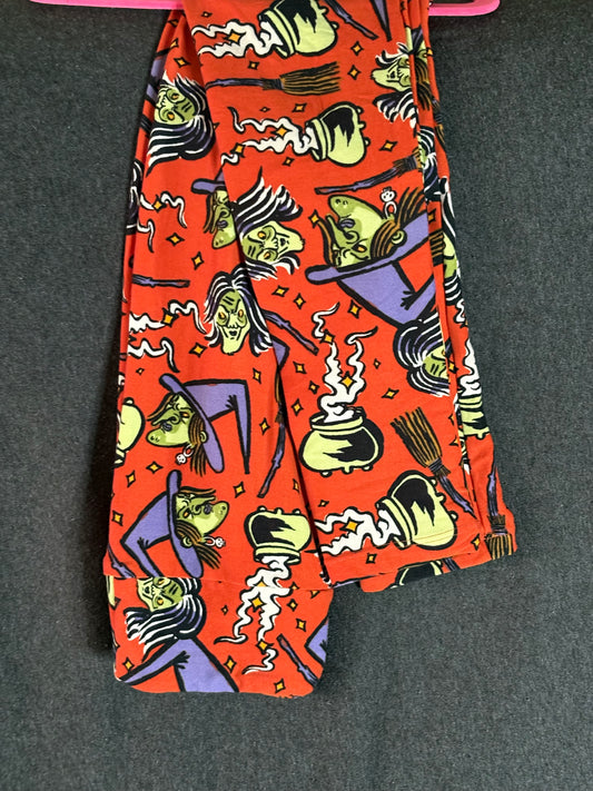 Red Witch Halloween Kids Leggings
