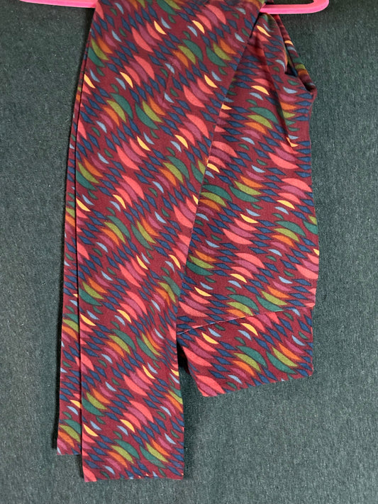Burgundy w/Orange, Blue and Green Kids Leggings