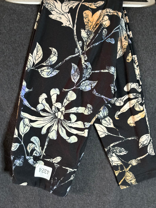 Black Floral Kids Leggings