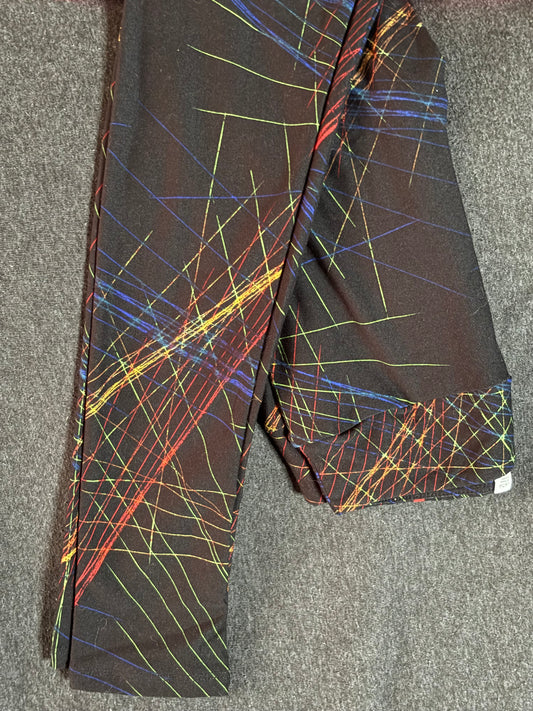 Black w/White and Bright Colored Lines Kids Leggings