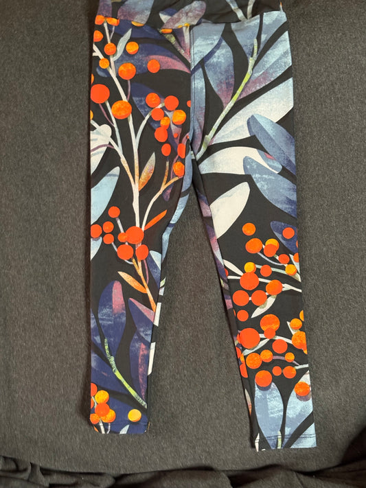 Blue Floral Kids Leggings